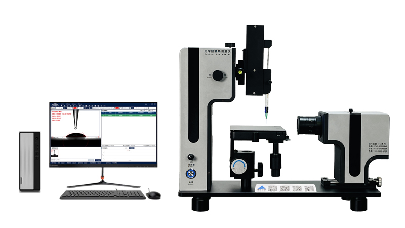 接触角测量仪 玻璃表面的疏水疏油性能测试